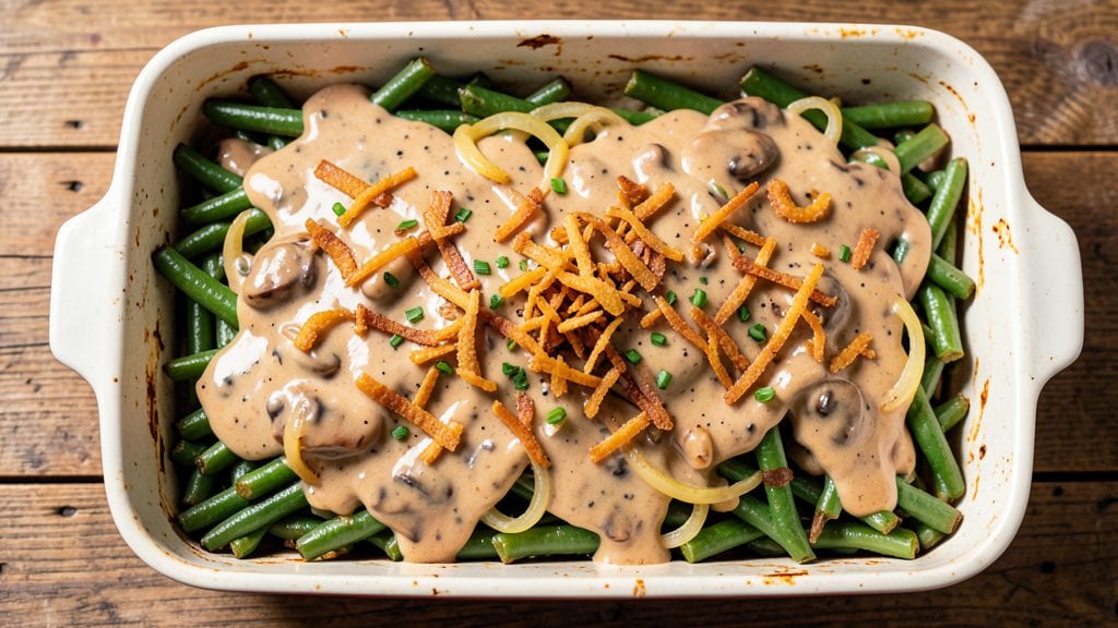 Campbell's Classic Green Bean Casserole Recipe: Crispy Top, Creamy Mushroom Layers in One Dish
